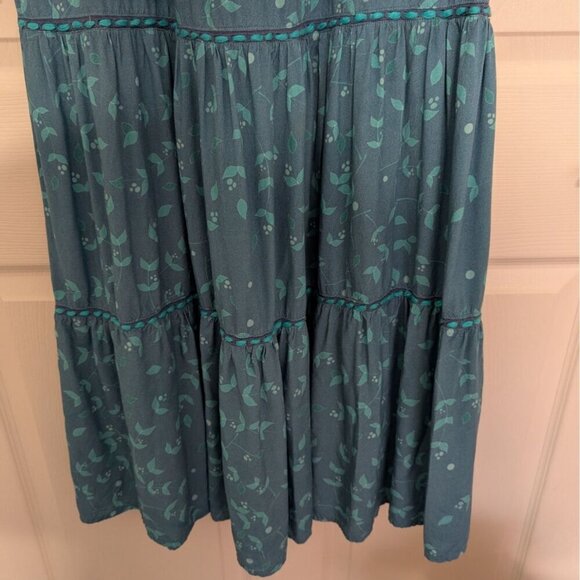 Anthropologie Bl^nk London Laura Tiered Dress Womens Size Large Blue Prairie - Picture 6 of 8